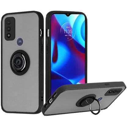 For Motorola Moto G Power 2022 Hybrid Protective PC & TPU Shockproof with 360° Rotation Ring Magnetic Metal Stand & Covered Camera  Phone Case Cover