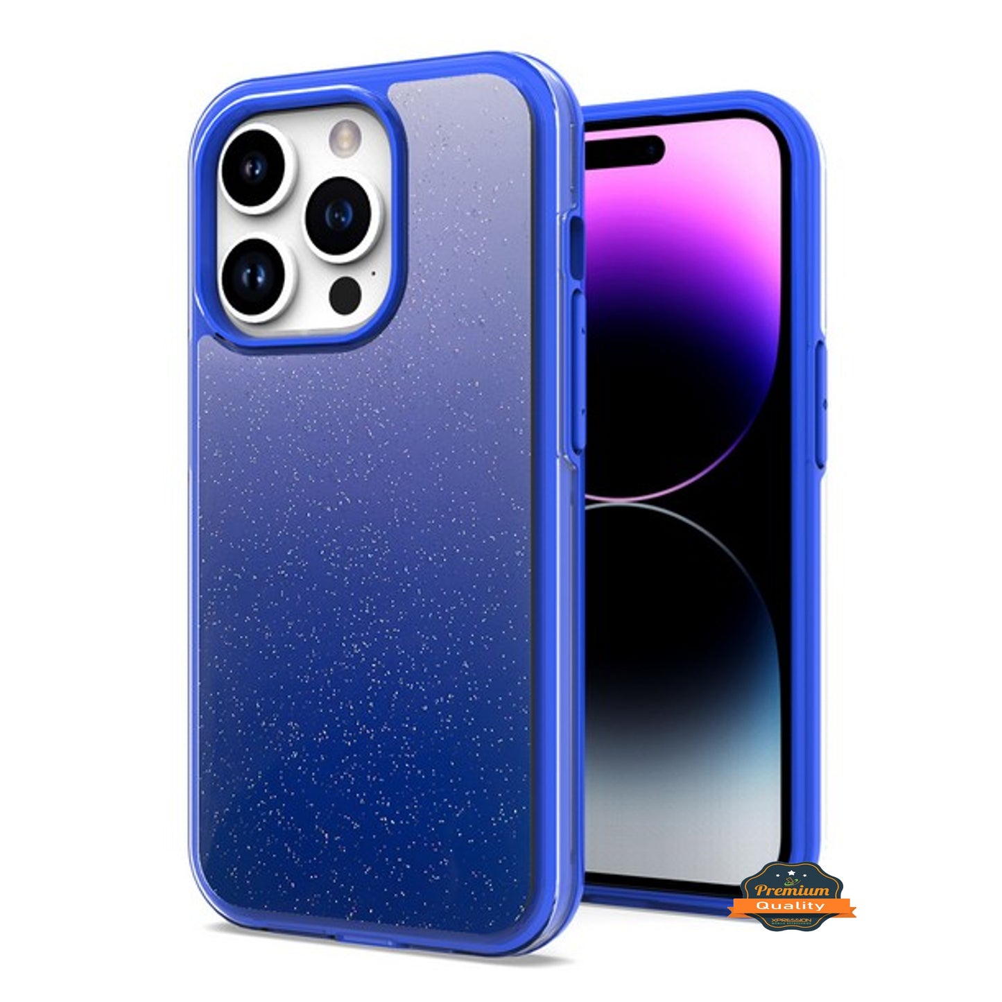 For Apple iPhone 14 /Plus Pro Max Gradient Glitter Bling Hybrid Shockproof Protection TPU Frame and Hard PC Back Slim  Phone Case Cover