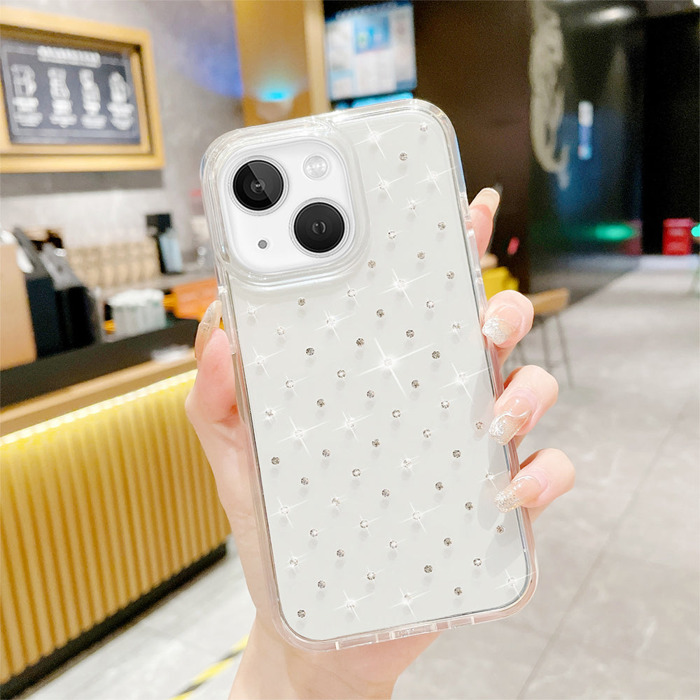 For Apple iPhone 14 Plus (6.7") Clarity Diamond Bling Sparkle Hybrid Hard PC Shell & Soft TPU Shock-Absorption Bumper Clear Phone Case Cover
