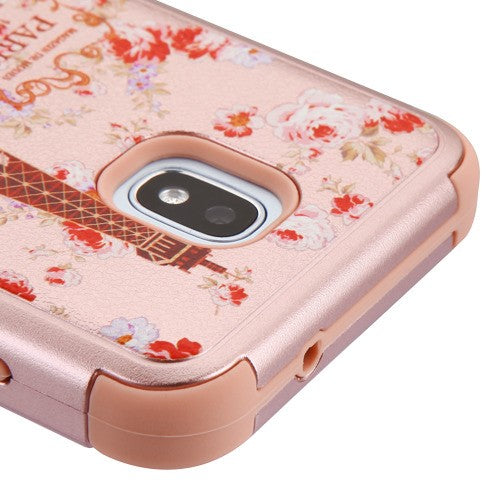 For Samsung Galaxy J3 (2018)/ Galaxy J3 Star/ Galaxy J3 Stylish Hybrid Three Layer Hard PC Shockproof Heavy Duty TPU Anti-Drop Paris in Full Bloom Phone Case Cover