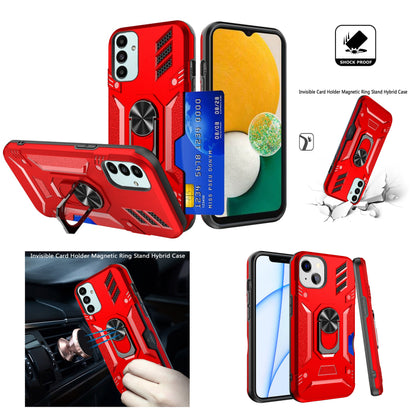 For Samsung Galaxy A33 5G Wallet Case Hybrid Ring Stand with Invisible Credit Card Holder Heavy Duty Shockproof Rugged  Phone Case Cover