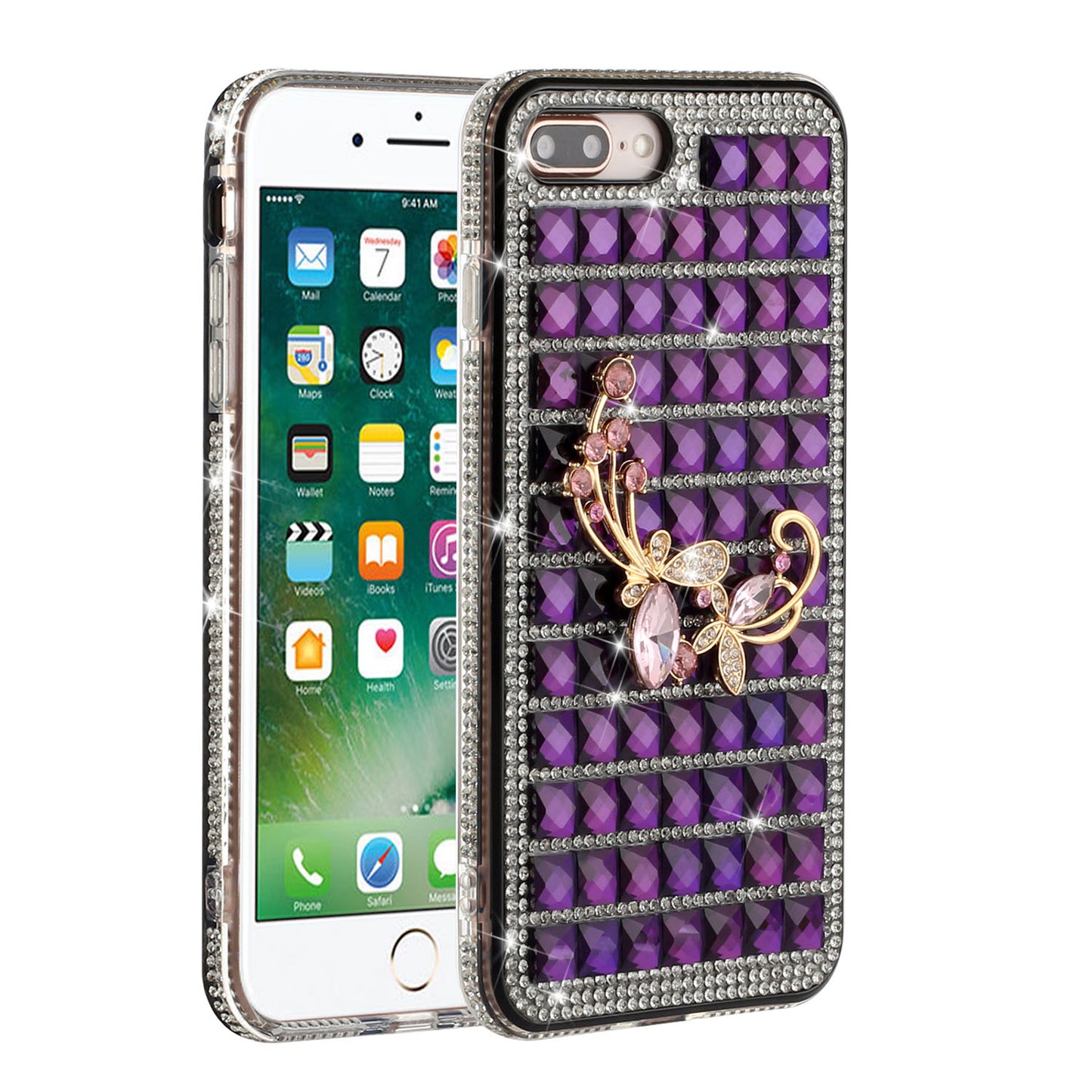 For Apple iPhone 8 Plus/7 Plus/6 Plus/6s Plus Fashion Luxury 3D Bling Diamonds Rhinestone Jeweled Ornament Shiny Crystal  Phone Case Cover