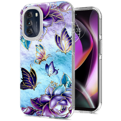 For Motorola Moto G 5G 2022 Stylish Gold Layer Design Hybrid Rubber TPU Hard PC Shockproof Armor Rugged Slim  Phone Case Cover