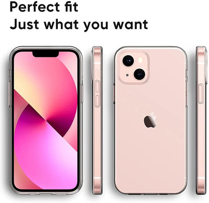 For Apple iPhone 13 (6.1") Transparent Gummy Acrylic TPU Hybrid Cushion Rigid Shock Protection Rubber Bumper Hard Back Clear Phone Case Cover