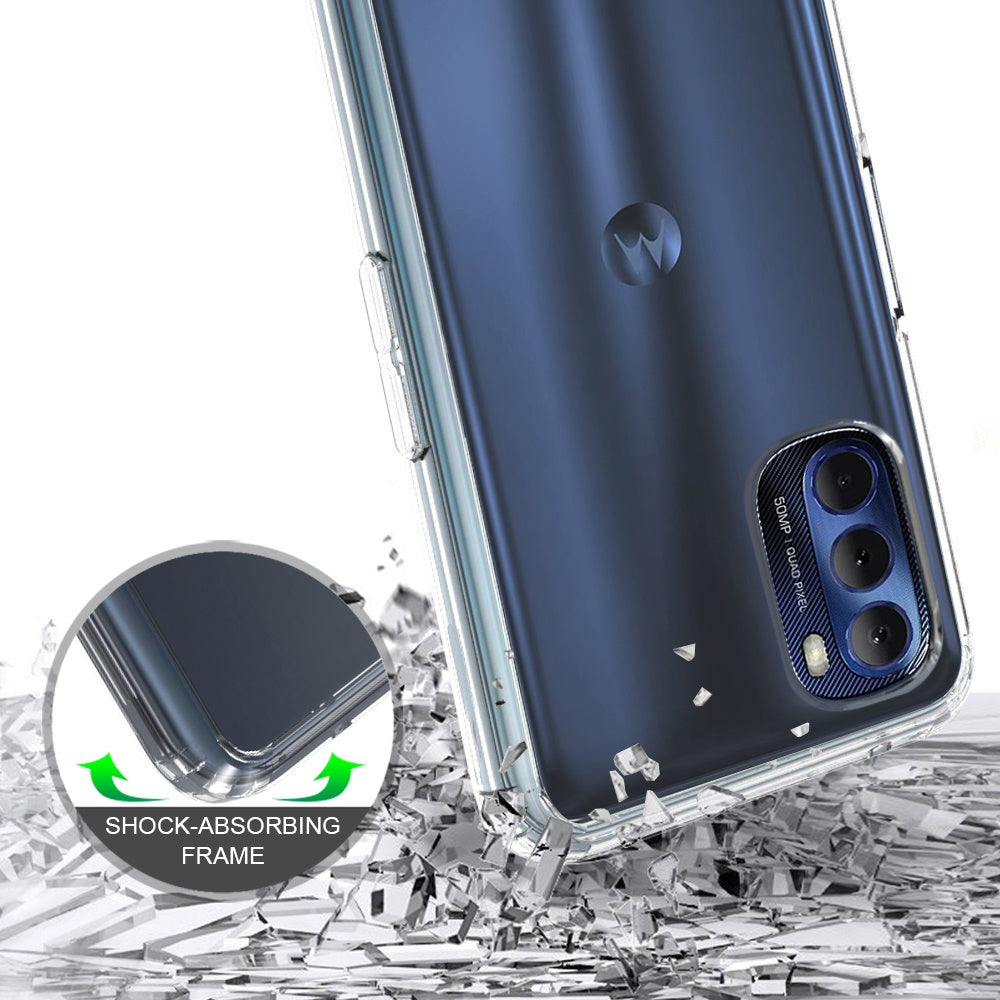 For Motorola Moto G Stylus 2022 4G Hybrid Slim Crystal Clear Transparent Shock-Absorption with TPU + Hard PC Back Frame  Phone Case Cover