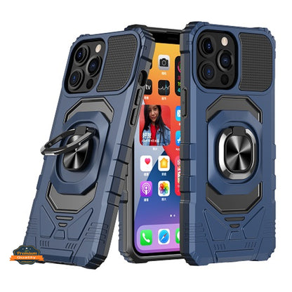 For Apple iPhone 14 /Pro Max Armor Hybrid Stand Ring Rugged Protective [Military-Grade] Magnetic Car Ring Holder  Phone Case Cover