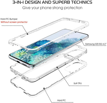 For Apple iPhone 13 Pro Max (6.7") Heavy Duty Rugged 3 in 1 Hybrid Shockproof Full Body Bumper Durable [Military Grade] Transparent Protective  Phone Case Cover