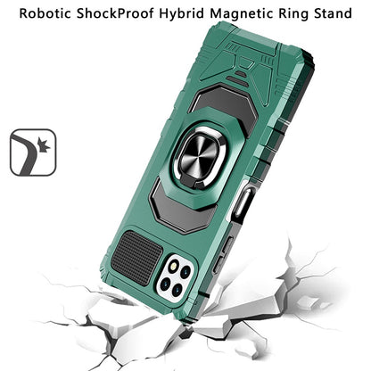 For AT&T Maestro 3 Hybrid Dual Layer with 360° Rotate Magnetic Ring Stand Holder Kickstand TPU Rugged PC Shockproof  Phone Case Cover