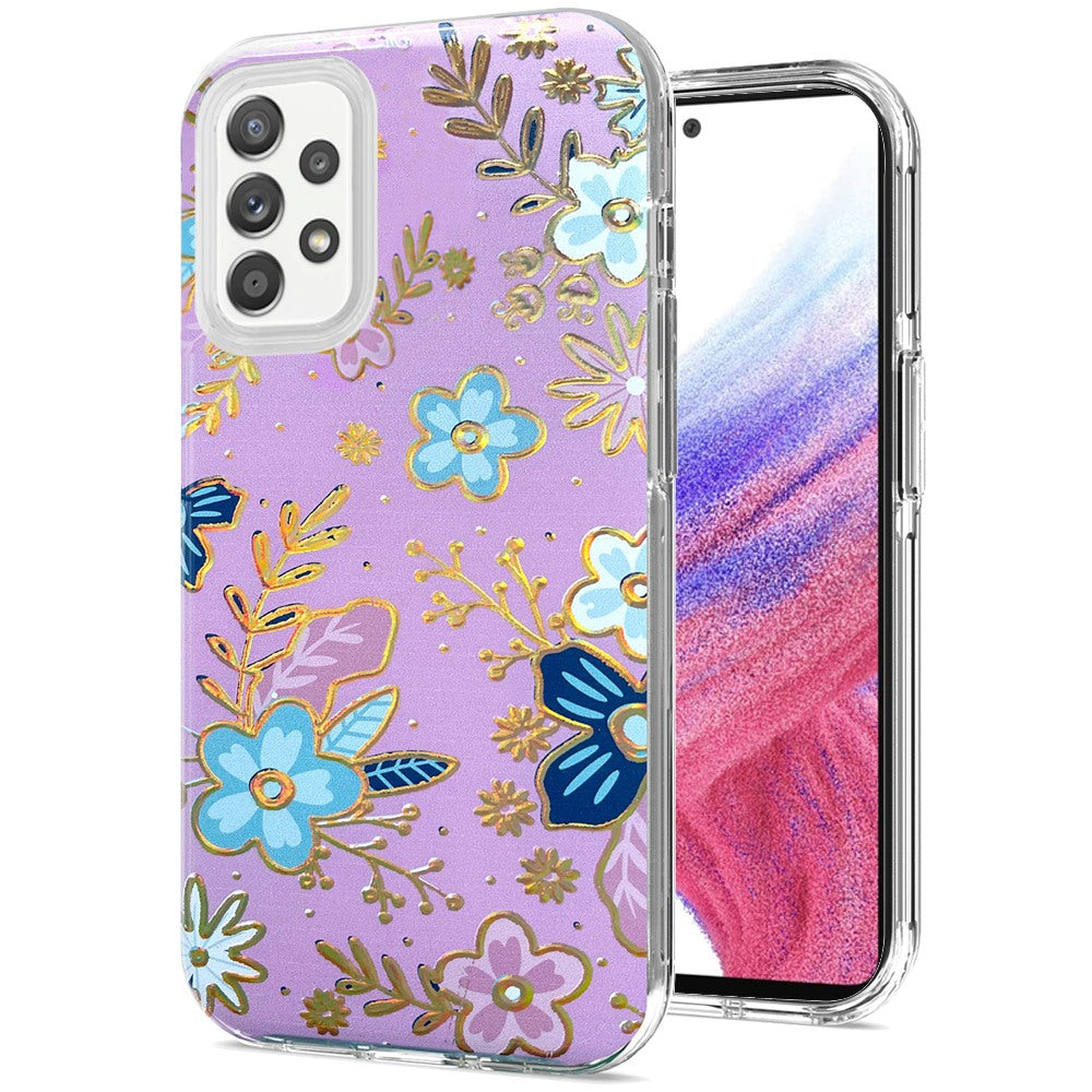 For Samsung Galaxy A53 5G Stylish Gold Layer Design Hybrid Rubber TPU Hard PC Shockproof Armor Rugged Slim  Phone Case Cover