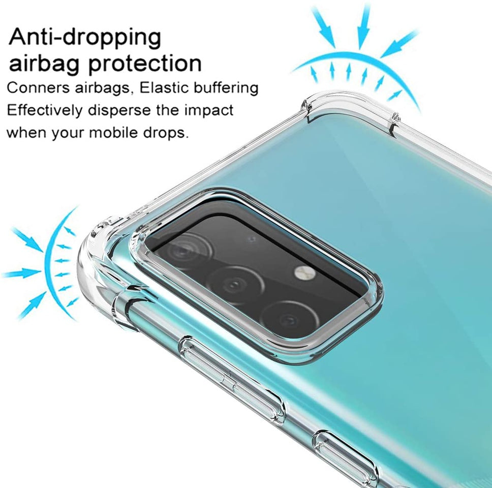 For Samsung Galaxy A03S HD Crystal Clear Hybrid PC+TPU [Four-Corner Protective] Rubber Shockproof Gel Bumper Transparent Clear Phone Case Cover