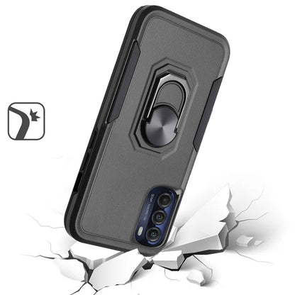 For Motorola Moto G 5G 2022 Hybrid Rugged Hard Drop-Proof 3 Layer Protection Military Grade Armor with Metal Ring Stand  Phone Case Cover