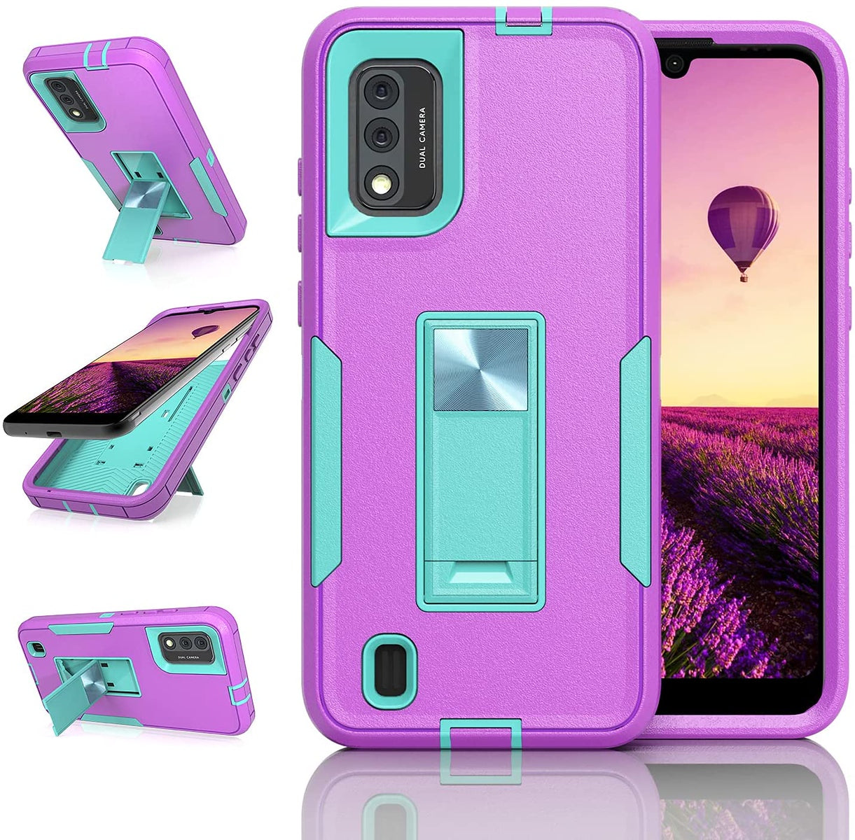 For Apple iPhone 14 (6.1") Military Grade Full-Body Rugged with Kickstand Hybrid Heavy Duty Support Car Mount Holder  Phone Case Cover