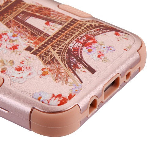 For Samsung Galaxy J3 V /J3 3rd Gen /Galaxy Express Prime 3 Stylish Hybrid Three Layer Hard PC Shockproof Heavy Duty TPU Anti-Drop Paris in Full Bloom Phone Case Cover