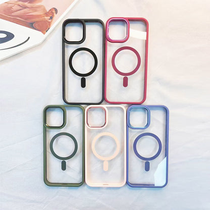 For Apple iPhone 14 /Plus Pro Max Transparent Magnetic Compatible with MagSafe Hybrid Soft Edge Shockproof  Phone Case Cover