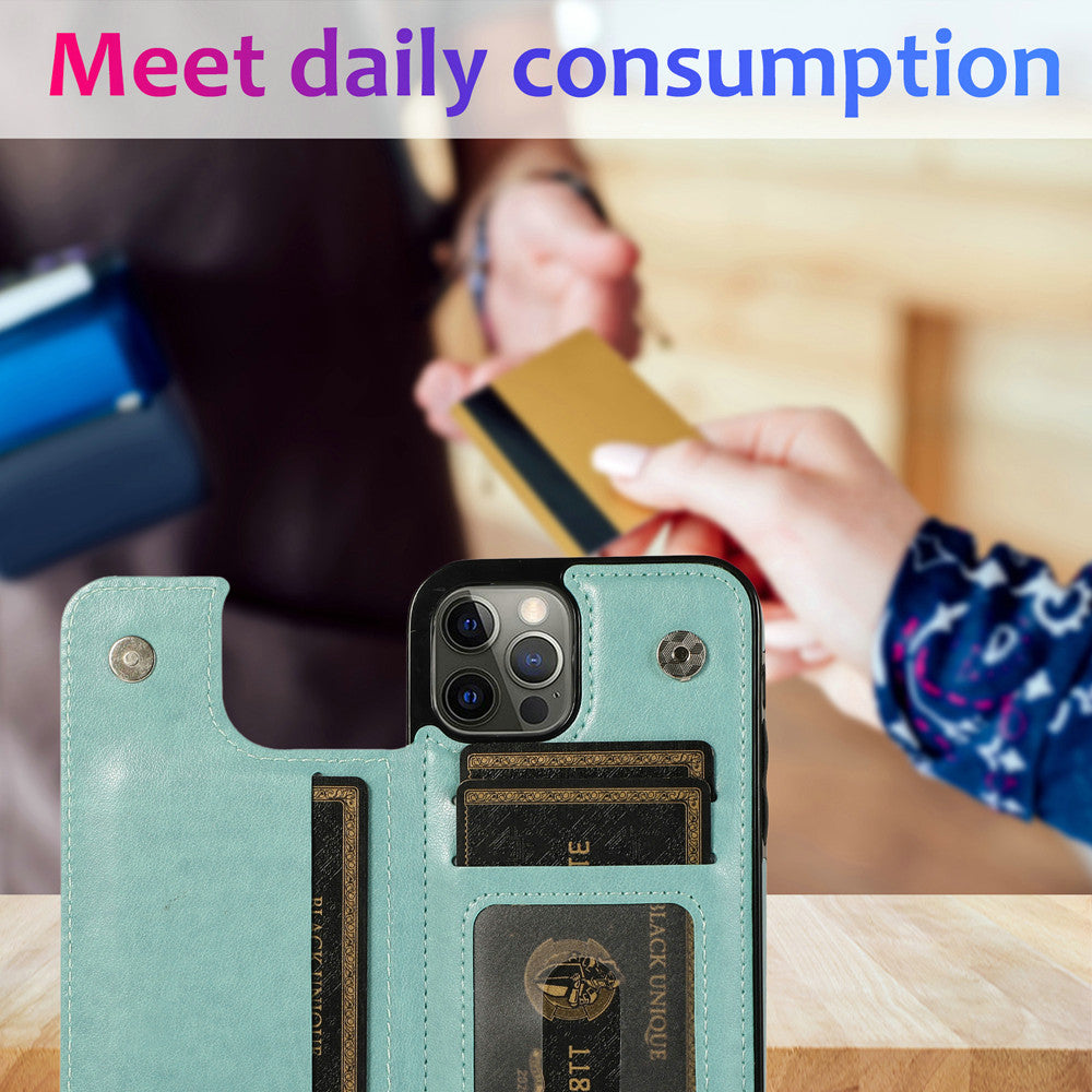 For Apple iPhone 14 /Plus Pro Max Wallet PU Leather [Two Magnetic Clasp] [Card Slots] Stand Back Storage Flip  Phone Case Cover