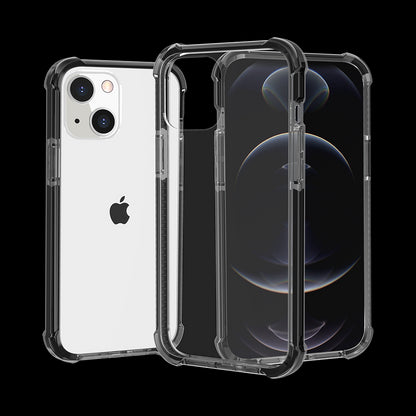 For Apple iPhone 14 Pro (6.1") Hybrid Transparent Acrylic Rubber Gummy Gel Hard PC Silicone TPU Color Bumper Frame Clear / Black Phone Case Cover