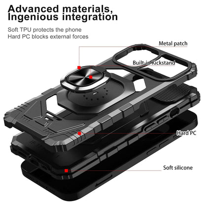 For Samsung Galaxy A23 5G Armor Hybrid Stand Ring Hard TPU Rugged Full-Body [Military-Grade] Magnetic Car Ring Holder Black Phone Case Cover