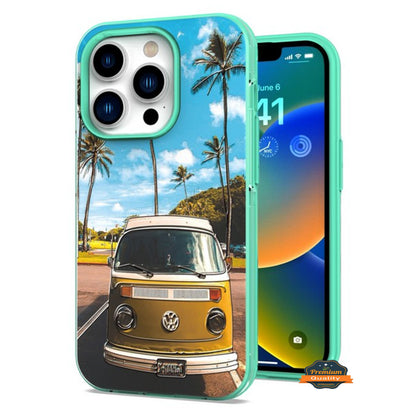 For Apple iPhone 14 Plus (6.7") Fashion Pattern Design Shockproof Protection TPU Rubber Frame and Hard Back Slim  Phone Case Cover