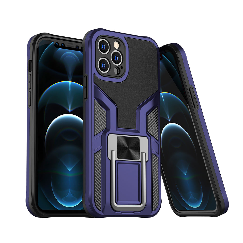 For Apple iPhone 12 Pro Max (6.7") Shockproof [Military-Grade] with Metal Magnetic Kickstand, Hybrid Rugged TPU Heavy Duty  Phone Case Cover