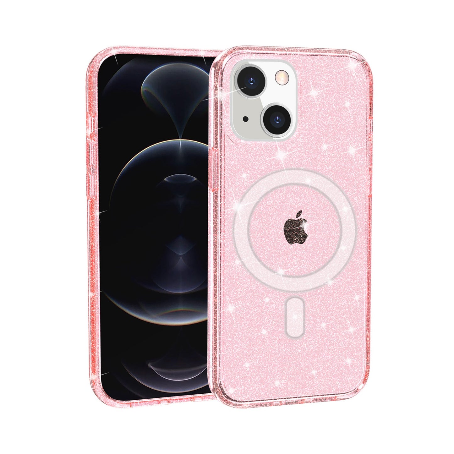 For Apple iPhone 14 Pro Max (6.7") MagSafe Compatible Glitter Shiny Sparkle Bling TPU Rubber Hard PC Back Hybrid Frame  Phone Case Cover