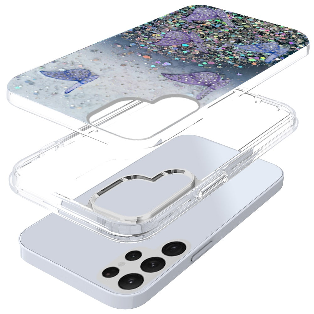 For Apple iPhone SE 3 (2022) SE/8/7 Butterflies Glitter Bling Shiny Sparkle Glittering Flake Hybrid Hard PC TPU Slim  Phone Case Cover