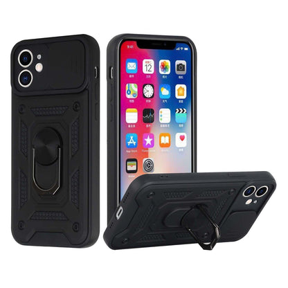 For Apple iPhone 8 Plus/7 Plus/6 6S Plus Hybrid 2in1 Cases with Slide Camera Lens Cover and Ring Holder Kickstand Rugged  Phone Case Cover