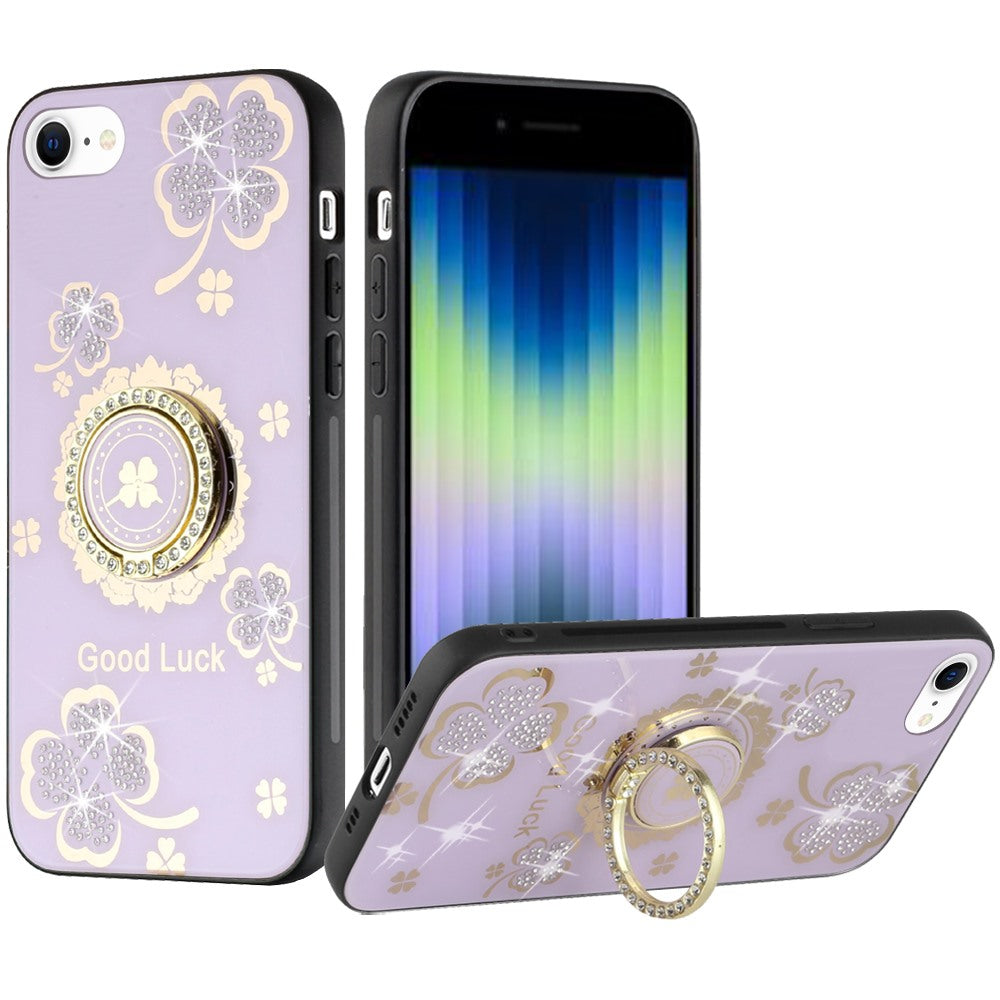 For Apple iPhone 14 Plus (6.7") Diamond 3D Bling Sparkly Glitter Ornaments Engraving Hybrid Ring Stand Fashion  Phone Case Cover
