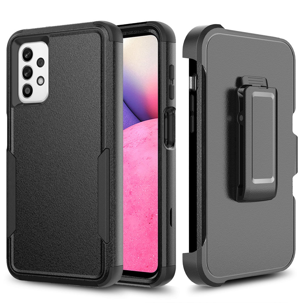 For Samsung Galaxy A33 5G Hybrid Rugged Shockproof 3-Layer Military Tough Heavy Duty with Swivel Belt Clip Kickstand & Holster  Phone Case Cover