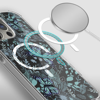 For Apple iPhone 14 Plus (6.7") Hybrid Flower Design Stylish Fashion Thick Cases MagSafe Compatible PC Shockproof  Phone Case Cover