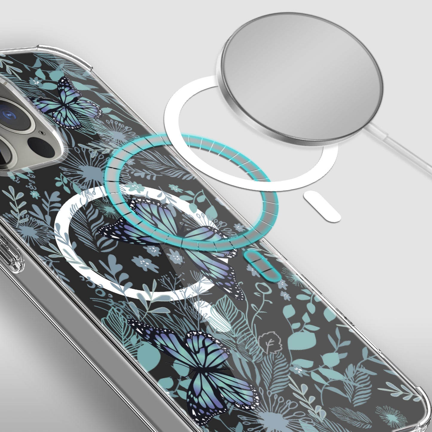 For Apple iPhone 14 Pro Max (6.7") Hybrid Flower Design Stylish Fashion Thick Hard MagSafe Compatible  Phone Case Cover