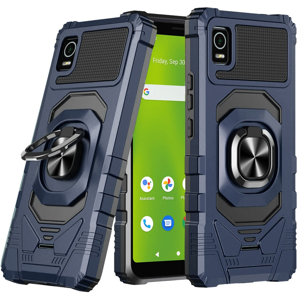 For Cricket Debut Smart Hybrid Dual Layer with Rotate Magnetic Ring Stand Holder Kickstand, Rugged Shockproof Protective  Phone Case Cover