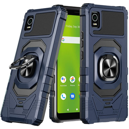 For Cricket Debut Smart Hybrid Dual Layer with Rotate Magnetic Ring Stand Holder Kickstand, Rugged Shockproof Protective  Phone Case Cover