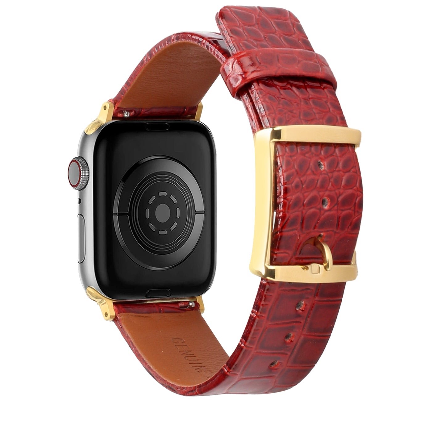 For Apple Watch Size 38/40/41mm Genuine Leather Replacement Band Strap Hybrid Wristbands Design Gold Buckle for iWatch Series 7/SE/6/5/4/3/2/1  Phone Case Cover