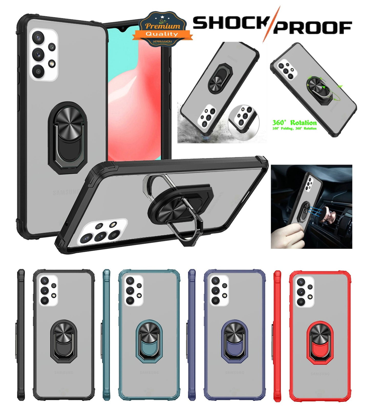 For Samsung Galaxy A53 5G Clear Silicone Shockproof Hybrid Protection Cover Transparent TPU with Magnetic Ring Kickstand  Phone Case Cover