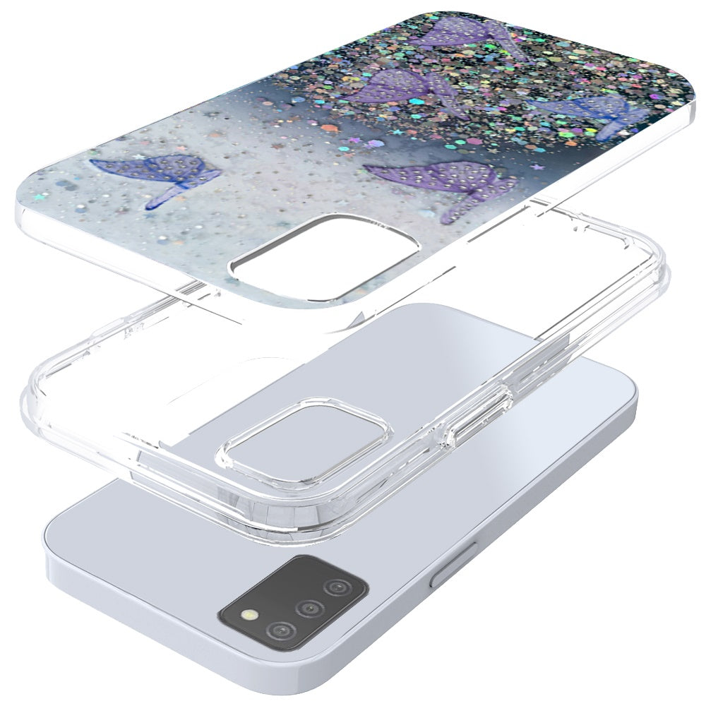 For Samsung Galaxy A53 5G Butterflies Glitter Bling Shiny Sparkle Glittering Flake Hybrid Hard PC TPU Silicone Slim  Phone Case Cover