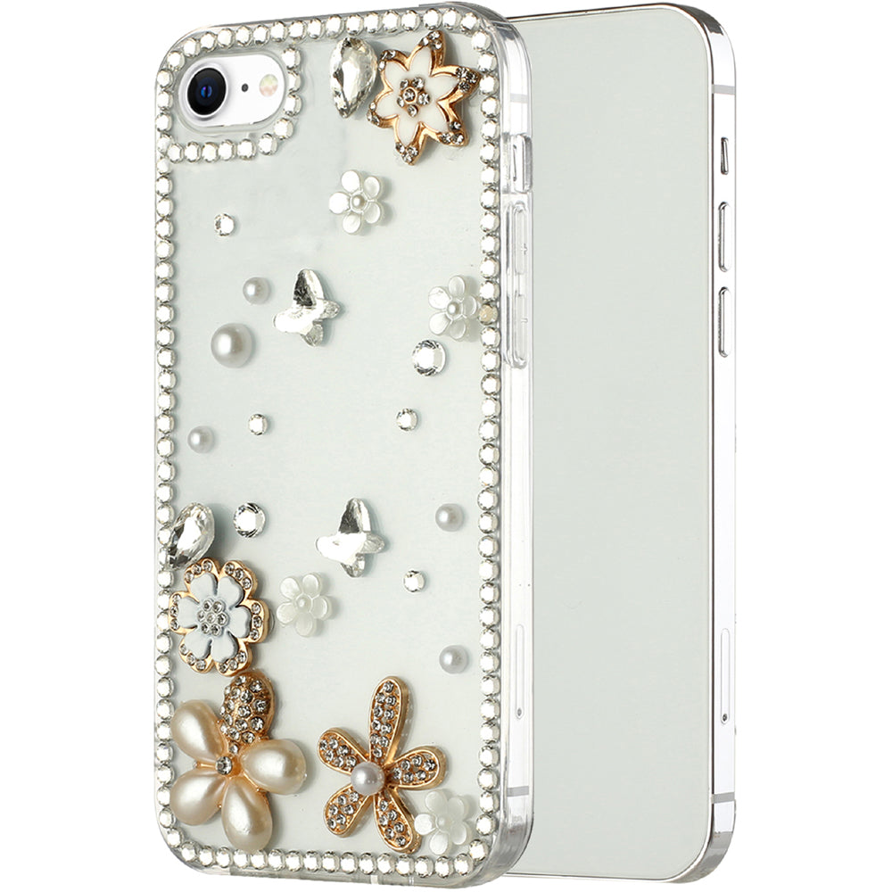 For Apple iPhone 8 Plus/7 Plus/6 6S Plus Bling Clear Crystal 3D Full Diamonds Luxury Sparkle Rhinestone Hybrid  Phone Case Cover