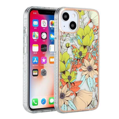 For Apple iPhone 13 (6.1") Stylish Design Floral IMD Hybrid Rubber TPU Hard PC Shockproof Armor Rugged Slim Fit  Phone Case Cover