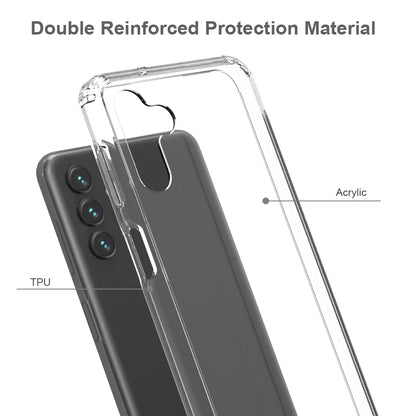 For Samsung Galaxy A13 5G Hybrid Transparent Clear Acrylic Back Hard PC & Soft TPU Full Protective Bumper Extra Shock-Absorb  Phone Case Cover