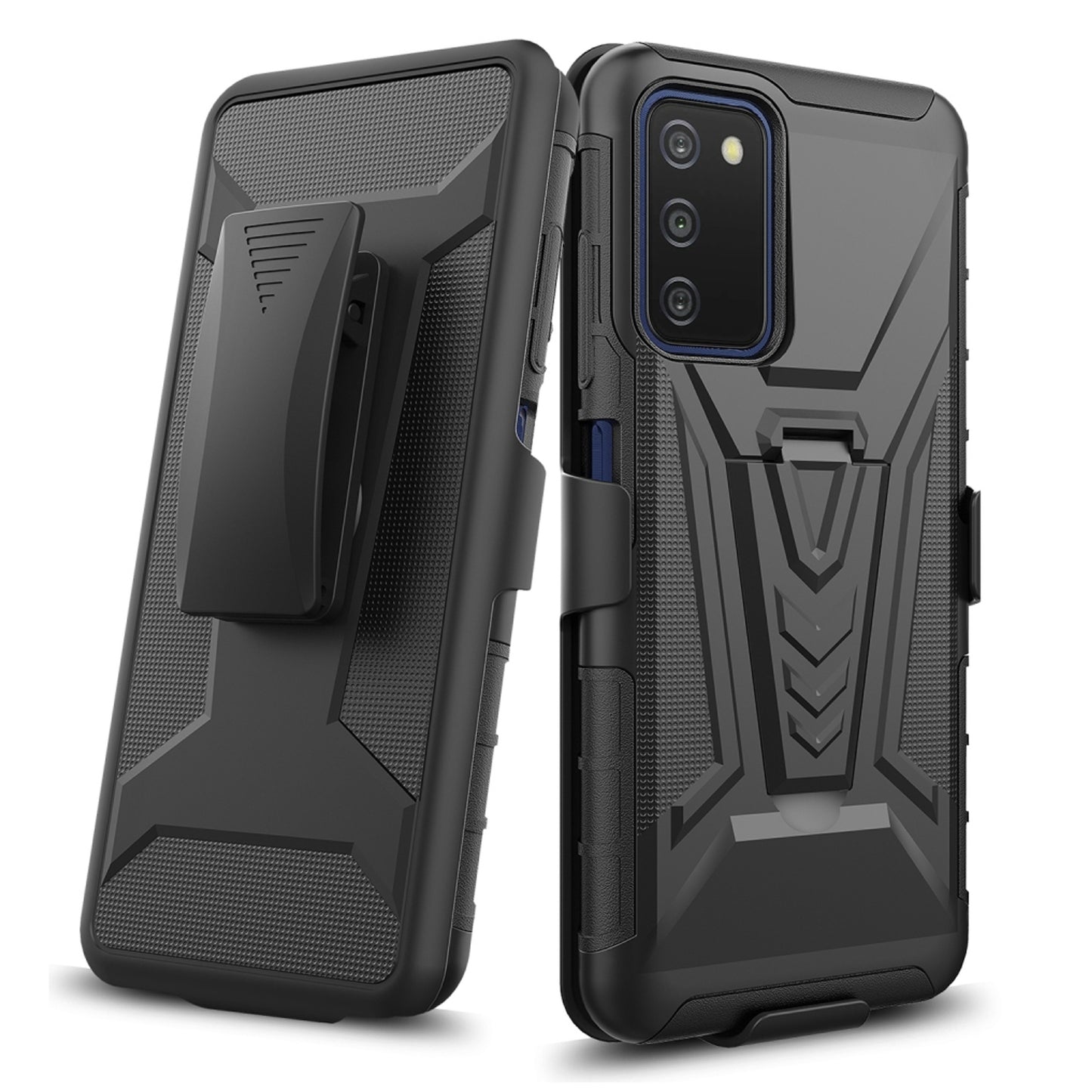For Apple iPhone 14 Pro (6.1") Belt Clip Holster Shockproof with Clip On & Kickstand Heavy Duty 3in1 Hybrid Black Phone Case Cover