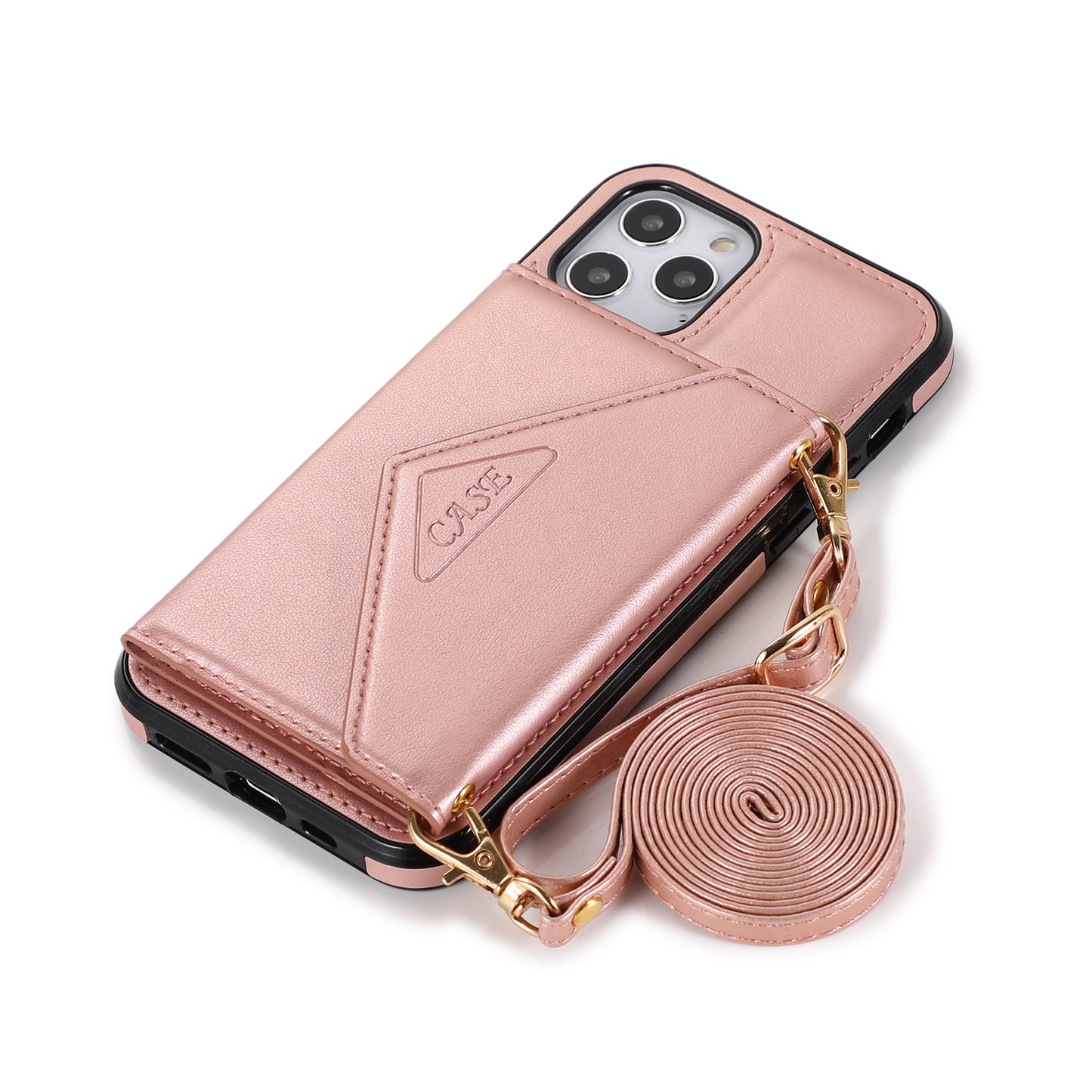 For Apple iPhone 14 /Plus Pro Max Wallet Case Credit Card ID Money Holder Lanyard Neck Strap Flip PU Leather  Phone Case Cover