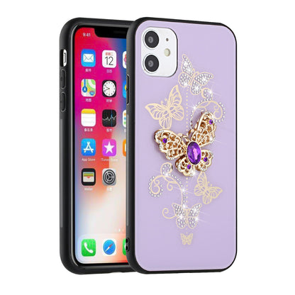 For Apple iPhone 14 Plus (6.7") Diamond 3D Bling Sparkly Glitter Ornaments Engraving Hybrid Ring Stand Fashion  Phone Case Cover