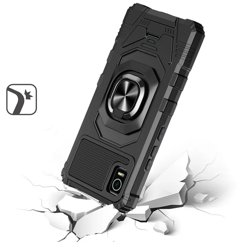 For Cricket Debut Smart Hybrid Dual Layer with Rotate Magnetic Ring Stand Holder Kickstand, Rugged Shockproof Protective  Phone Case Cover