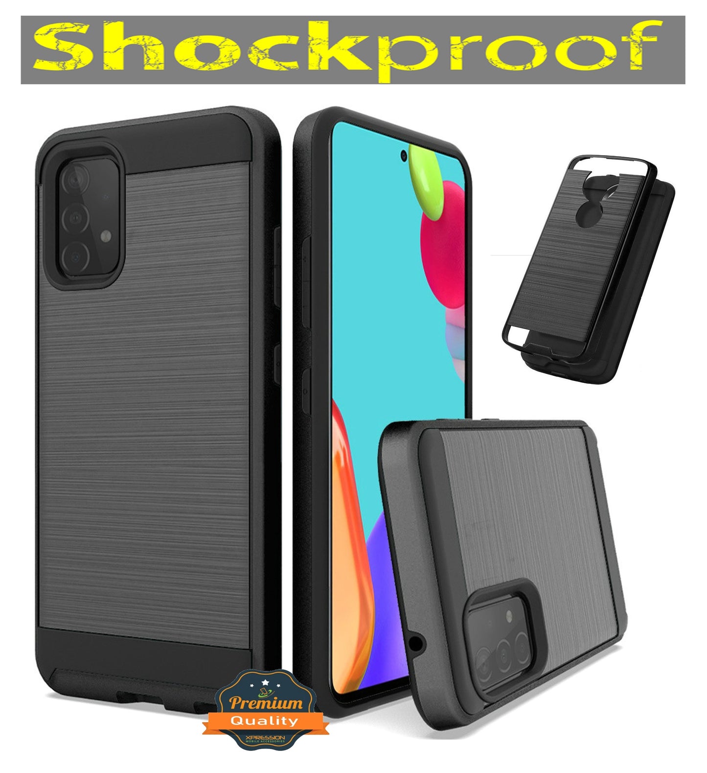 For Samsung Galaxy A13 5G Hybrid Rugged Brushed Metallic Design [Soft TPU + Hard PC] Dual Layer Shockproof Armor Impact  Phone Case Cover