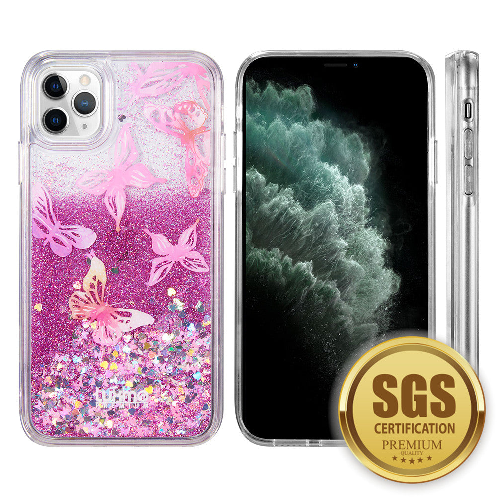 For Apple iPhone 14 /Pro Max Quicksand Waterfall Liquid Glitter Sparkling Design Floating Bling Hybrid  Phone Case Cover