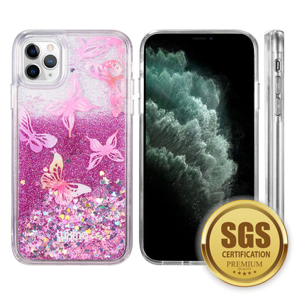 For Apple iPhone 14 /Pro Max Quicksand Waterfall Liquid Glitter Sparkling Design Floating Bling Hybrid  Phone Case Cover
