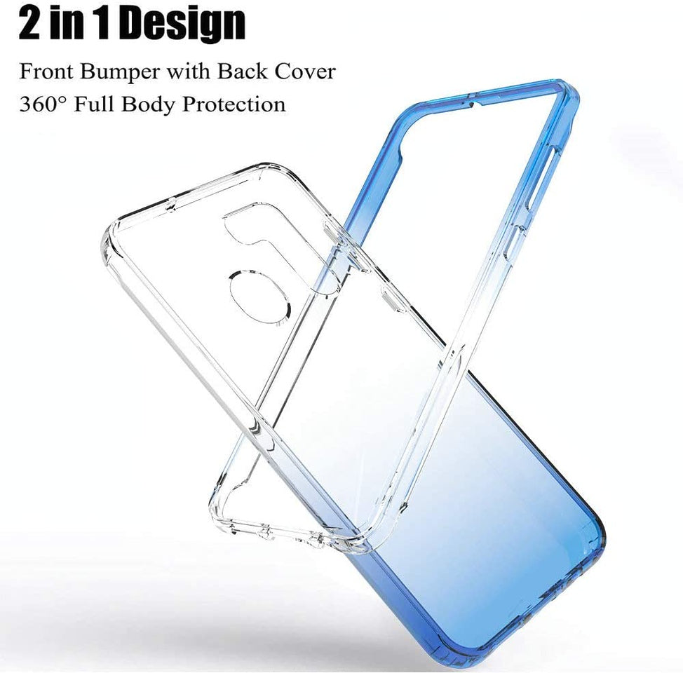 For Samsung Galaxy A42 5G Dual Layer Hybrid Clear Gradient Two Tone Transparent Shockproof Rubber TPU + Hard Protective Frame  Phone Case Cover