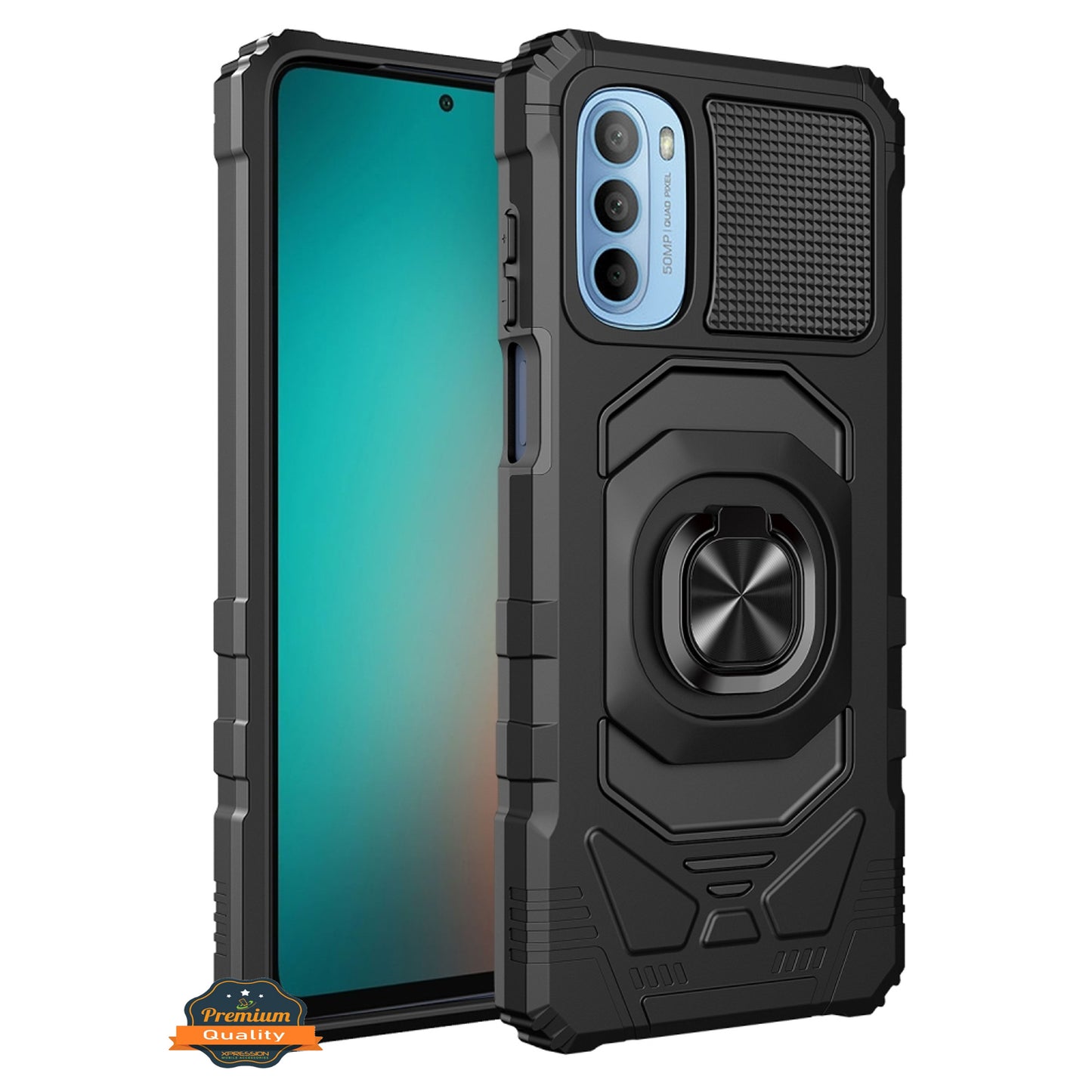 For TCL Stylus 5G Full-Body 2in1 Magnetic Car Mount Metal Ring Holder Kickstand Heavy Duty Hybrid Armor Defender  Phone Case Cover