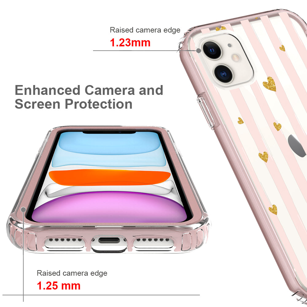 For Apple iPhone 14 Pro (6.1") Beautiful Design 3in1 Hybrid Triple Layer Armor Hard PC Plastic Rubber Frame  Phone Case Cover