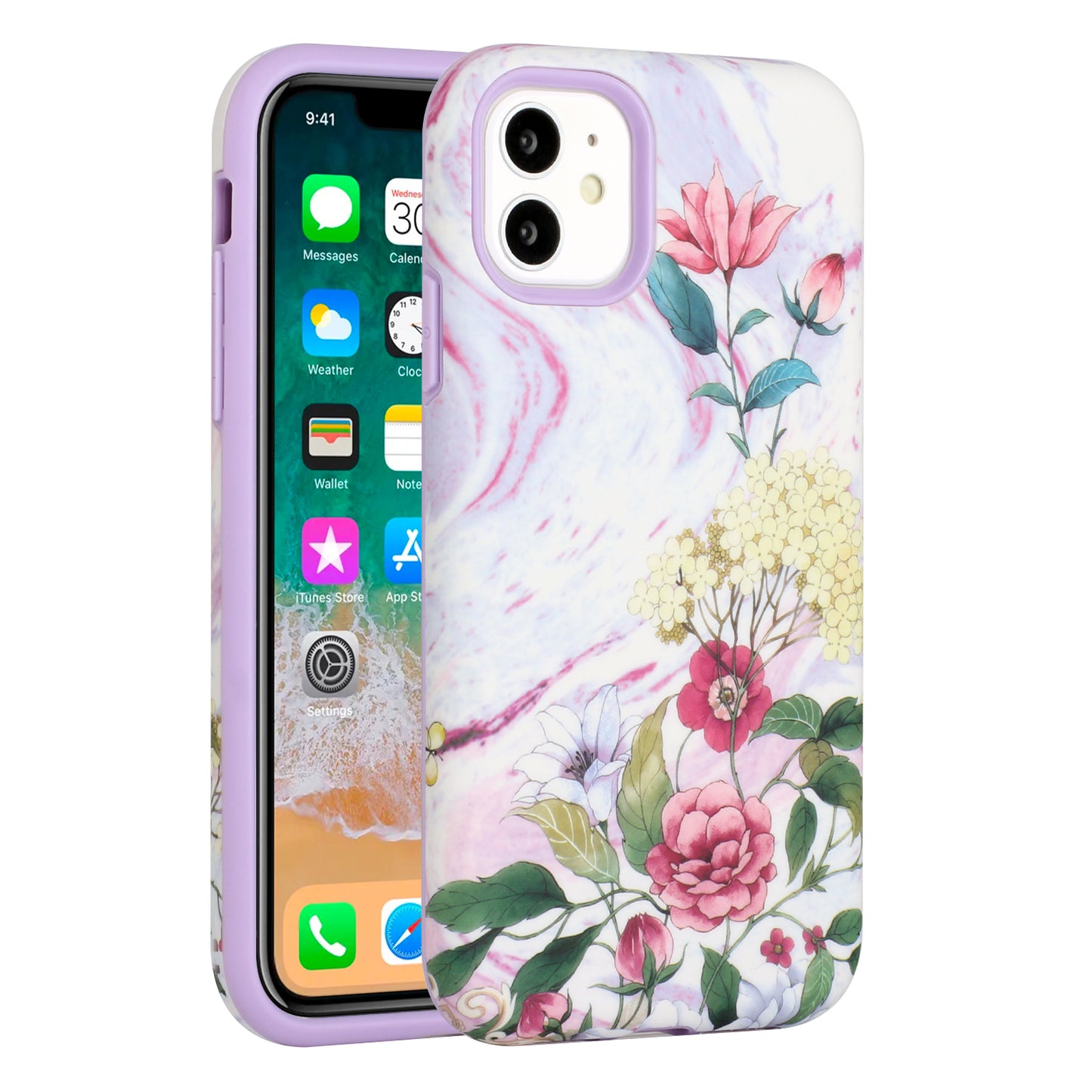 For Apple iPhone 14 Pro Max (6.7") Bliss Floral Stylish Design Hybrid Rubber TPU Hard Shockproof Armor Slim  Phone Case Cover