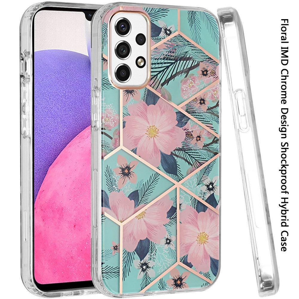 For Samsung Galaxy A33 5G Fashion Floral IMD Design Flower Pattern Hybrid Protective Hard PC Rubber TPU Slim Hard Back  Phone Case Cover